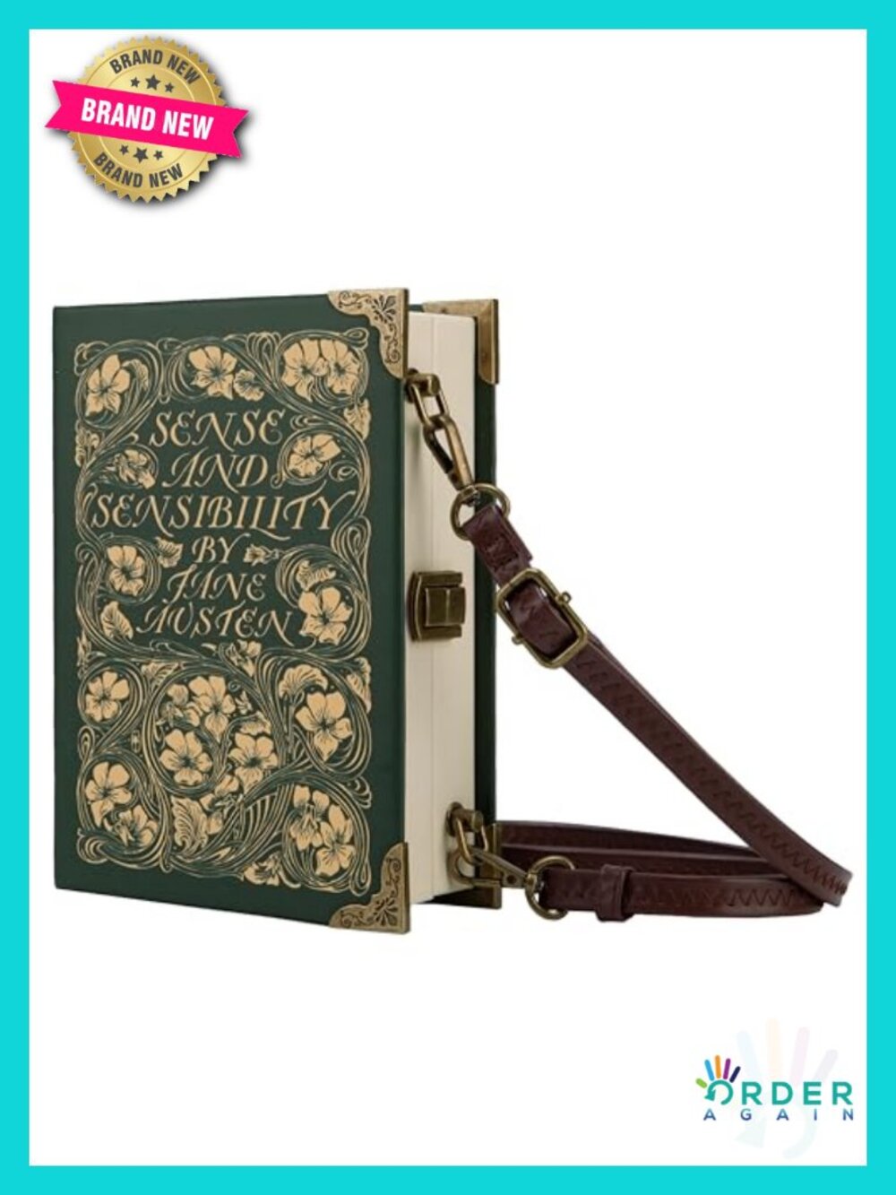 Vegan Leather Book Purse Crossbody Clutch Handbag
